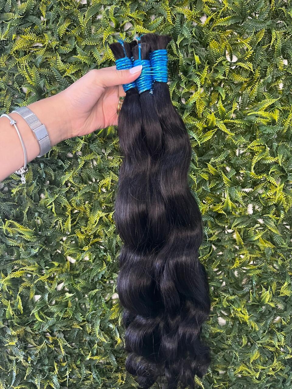 Cabelo Indiano Liga Azul Ondulado 65 cm